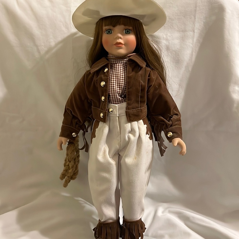 Vintage Cowgirl Porcelain Doll